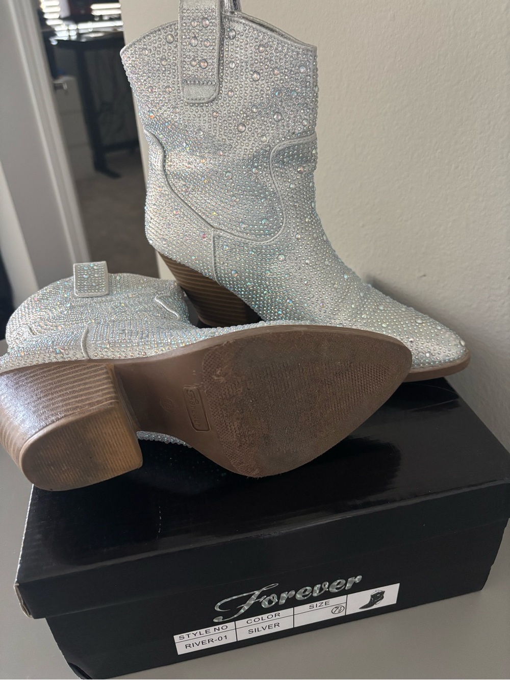 Forever Silver Rhinestone Boots - Picture 5 of 6